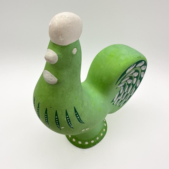 MCM Dala Rooster Swedish Pottery Green Chalkware Ceramic c60s Nils Olsson Inspo - Picture 12 of 13